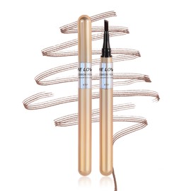 GIVOOBE lápiz de Cejas de precisión de 4 Cabezales, Microcuchillas 3D Resistente al Agua, Larga duración, Natural, Resistente al Agua y sin Manchas (01 Marrón oscuro)