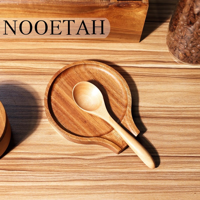 Acacia Wood Spoon Rest, Wooden Spoon Holder With Non Slip