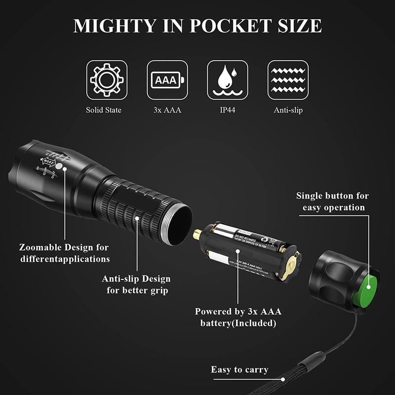 Competition Pro LED Torch, Adjustable Focus, Super Bright 800 Lumen,