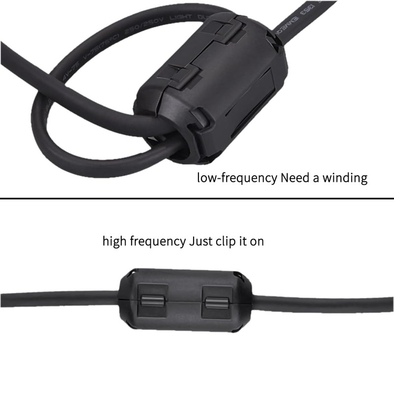 Ferrite Ring Core Black RFI EMI Noise Suppressor Cable Clip-20Pcs