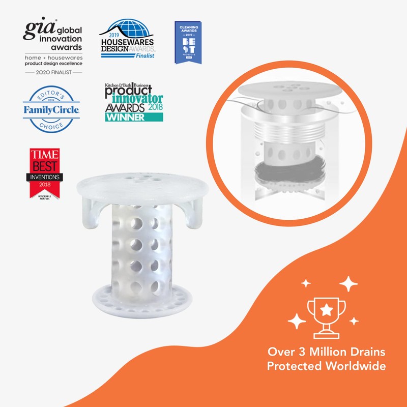 SinkShroom SSCLE988 The Revolutionary Sink Drain Protector Hair Catcher/Strainer/Snare, Clear