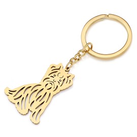 DALANE Stainless Steel Cute Dog Breeds Keyring Puppy Dog Key Ring Pets Dog Jewellery Gifts for Women Girls, 18k Gold Plated Yorkshire