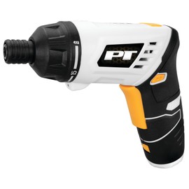 Performance Tool W7730 4V Li-Ion Folding Screwdriver w/LED Light - 1/4 in. Drive, USB-C Charging, Extensions Included, Gray/Yellow