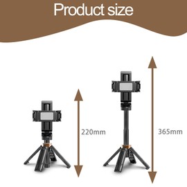 Mini Selfie Stick Tripod, Pocket Mini Tripod Stand with Phone Holder Compact Adjustable Phone Selfie Stick Portable Lightweight Extendable Tripod, for Selfies Live Video Recording Travel (Black)
