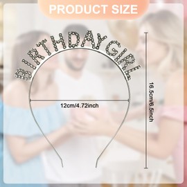 Bliceon 1 Pcs Birthday Girl Headband, Crown Happy Birthday Tiaras, Rhinestone Happy Birthday Accessories, Happy Birthday Headband for Women Girls - Silver