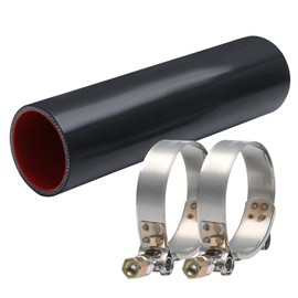 Automotive universal silicone hose, Straight Hose, 2" (51 mm) ID, 8" (203 mm) length, 0.18" (4.5 mm) wall thickness, reinforced design withstands up to 80 PSI pressure with 2PCS T-Bolt Clamps