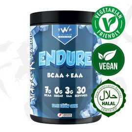 TWP Nutrition Platinum Series Endure, EAAs & BCAAs Electrolyte Blend Pre, Intra and Post Workout, Zero Sugar, 510g and 30 Servings, 14 Great Flavours (Blue Snow Cone)