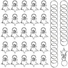 25 juegos de anillos llavero en forma estrella, aros metálicos abiertos, conectores argolla para hallazgos joyería, fabricación anillos resorte, arte y manualidades, bricolaje y creación llaveros