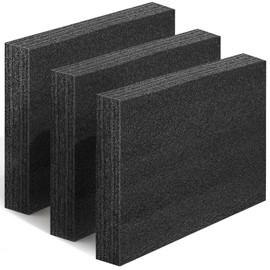 3 Pcs Polyethylene Foam Sheet, Hard Foam Board 12 x 10 x 2.125 Inch High Density Cuttable Packing Blocks for Toolbox, Camera, Storage and Crafts (Black)