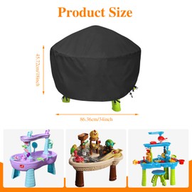 Extra Large Water Table Cover - Waterproof Water Table Cover for Kids, Kids Water Table Cover, Wind-resisting Anti-dust Anti-UV Sand and Water Wall for Boys Girls Kids Outdoor Water Toys Cover, Black
