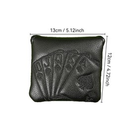 Poker Card Design Golf Club Head Cover, 4 Counts/set Waterproof & Durable Golf Club Head Cover, Golf Wedges Accessories for Hybrid Drivers Track Wooden Cover, Golf Bag:_White_Putter