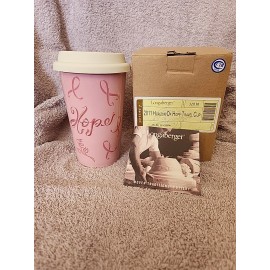 Longaberger Pottery Horizon of Hope Travel Cup with Lid New In Box