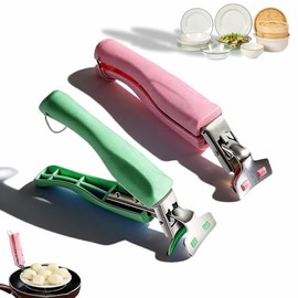 Paquete de 2 pinzas de silicona resistentes al calor con asas cargadas por resorte, levantador de placas antideslizantes para microondas, horno, freid