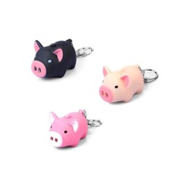 [TTETNLY] 3pcs Pig Design Key Chain LED Keychain Flashlight Sound Ring Creative Kids Toy Pig Cartoon Sound Light Keychain with Key Ring