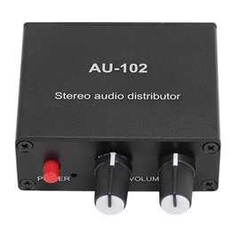 2 Channel Amplifier 1 Input 2 Output Active Stereo Audio Distribution Box with Isolated Boost Power Supply for Soundbar Reverb Post Amp Headphone