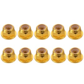 Hex Self Lock Nuts 10 PCS Aluminum Alloy Smooth Gold Flanged Lock Nuts CNC Craft Hex Self Lock Nuts Inserted Self Locking Hex Nuts
