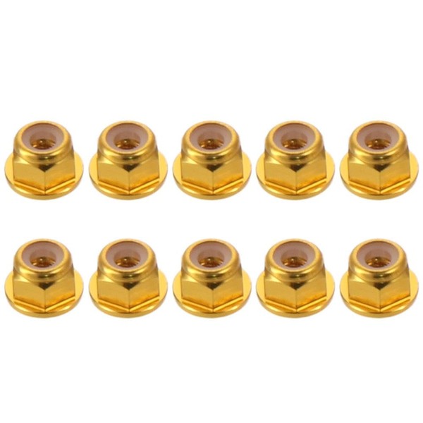 Hex Self Lock Nuts 10 PCS Aluminum Alloy Smooth Gold
