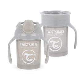 Twistshake Leak-proof Baby Drinking Cups - Set of 2 | 1 x 360 Cup + 1 x Mini Cup | BPA-Free | Training Cup for Children | Learning Baby Drinking Bottle | Grey