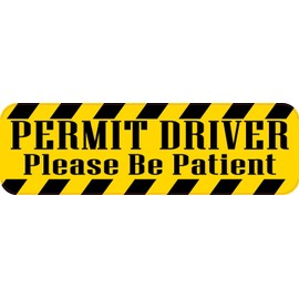 StickerTalk Permit Driver Please Be Patient Vinyl Sticker, 10 inches by 3 inches