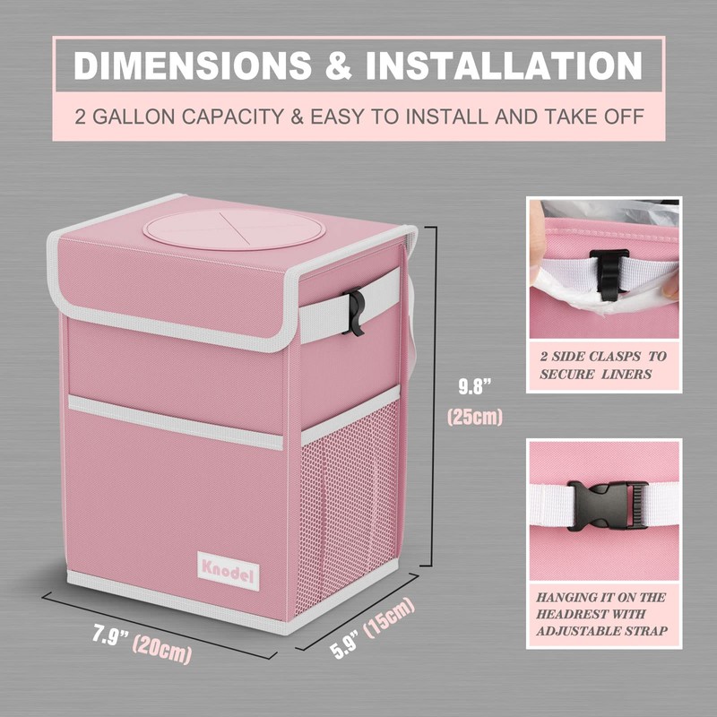 KNODEL Car Trash Can, Waterproof Car Garbage Can, Car Trash