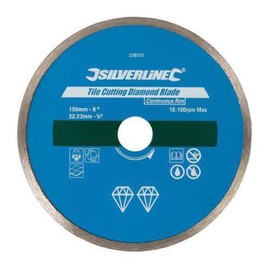 Silverline 571499 Tile Cutting Diamond Blade 110 x 22.23 mm Continuous Rim