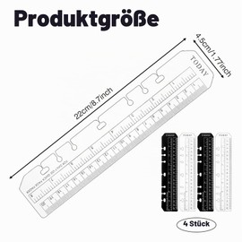 Pack of 4 Bookmark Ruler, A5 Page Marker Ruler, Folder, Plastic Page Marker, Page Finder for A5 Format 6-Hole Binder Notebook, DIY Loose Leaf Notebook Standard 6 Holes Bookmark Ruler