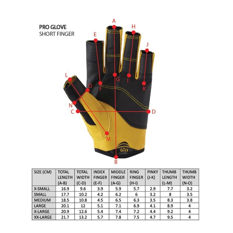 Gill Men's Pro Short Finger Sails and Gauntlets - Black