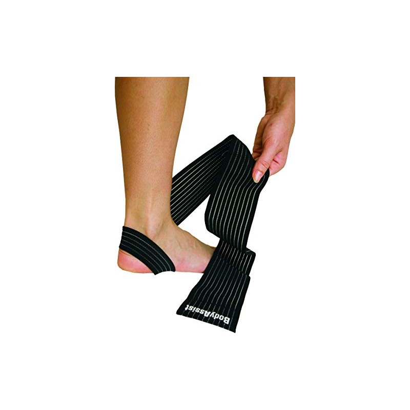 Bodyassist Elastic Ankle Wrap, Supportive Loop Anchor Design, Black and