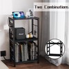 YAKANJ End Table with LED Light,Record Player Stand with Charging