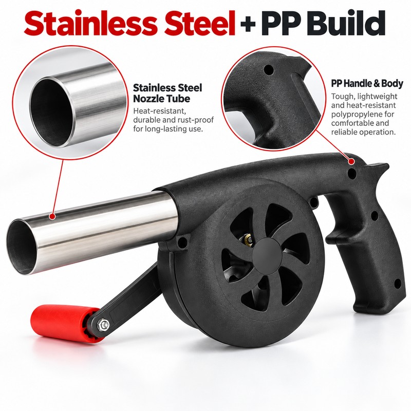 Portable Hand Blower for BBQ & Fireplace – Stainless Steel