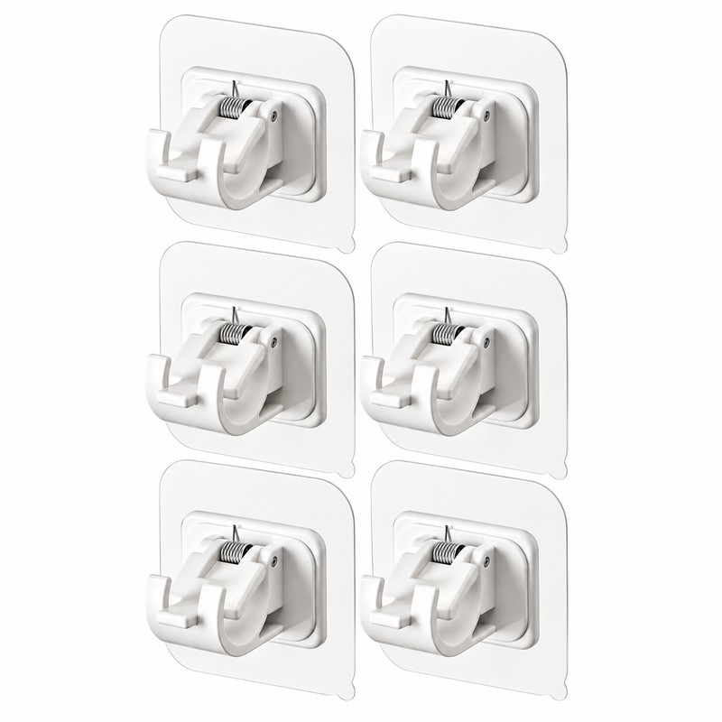 6 Pack Self Adhesive Curtain Rod Holder Hooks for Wall