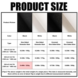 Fusible Interfacing Fabric Black Non Woven One Sided Granular Glue Iron on Interfacing Iron on Fabric Nonwoven Interfacing Interfacing for Sewing Iron on Thin and Light Weight（100 cm * 400 cm）