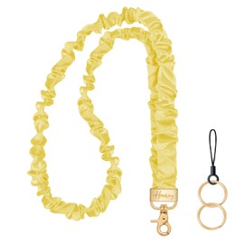 Hovmwey Stretchy Scrunchie Lanyard ID Badge for Women, Cute Long Neck Lanyard with Elastic Design Lanyard for Keys Wallet ID Cards（Maize）