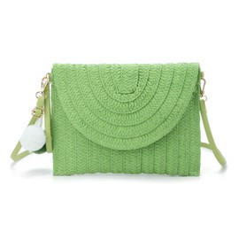Syrads Women's Straw Clutch Purse Summer Beach Bags Envelope Evening Clutch Woven Handbags,Green 01C