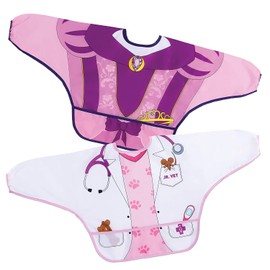 Dreambaby Food & Fun - Baberos de personajes con mangas, modelo L564BB, paquete de 2 (princesa y veterinario)