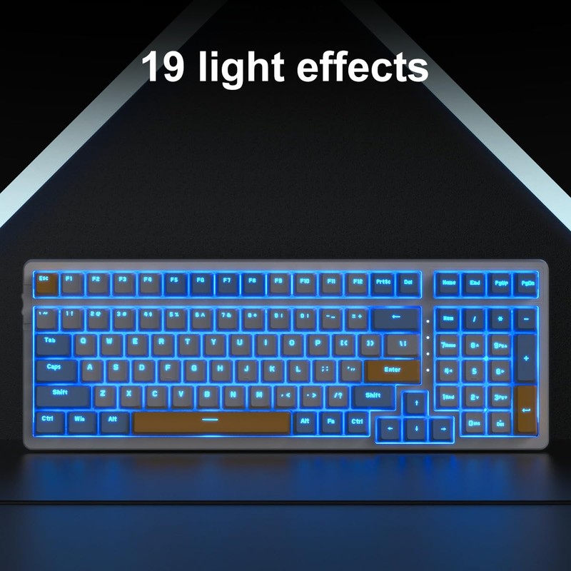 Merdia Wireless Mechanical Keyboard, Triple Mode 2.4G/USB-C/BT Gaming Keyboards 100