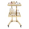 2 Tier Gold Metal Rolling Cart, 33.8 in Folding Salon