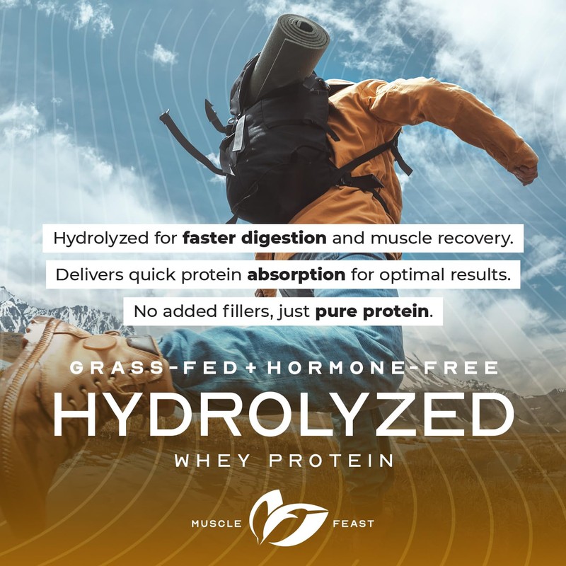Muscle Feast Hydrolyzed Whey Protein Powder, Grass Fed and All