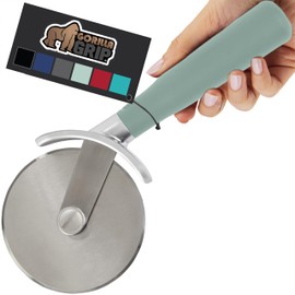 Gorilla Grip Large Pizza Cutter Wheel, 9 Inch, Sharp Stainless Steel Blade, Rust Resistant, Comfort Handle, Thumb Guard Protection, Slice Thick or Thin Pizzas, Pie Crust, Pastries in Seconds, Mint