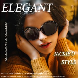 Joopin Oversized Polarised Sunglasses for Women, UV400 Protection Large Frame Womens Sunglasses Vintage Fashion Ladies Sun glasses (Black+Red Black)