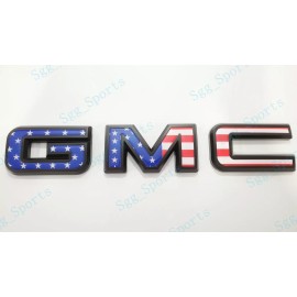 Auto GMC 2019-2025 GMC Sierra 1500 2500HD 3500HD Rear Only Blue USA Flag OVERLAY Emblem