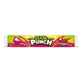 Sour Punch Straws Chewy Candy, Strawberry Flavored Sour Candy, 2oz Tray (24 Pack)