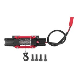 RC Winch Aluminum Alloy Electric Dual Motor Simulated Winch for Axial SCX10 90046 D90 1/10 RC Car 6 to 8V Red
