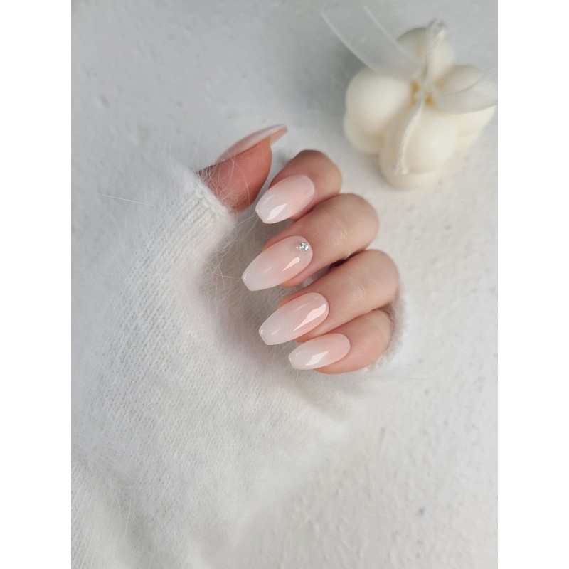 Baby boomer stone handmade nail tip - Almond / 베이비부머