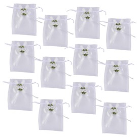 Healeved 36 Pcs Mini Bag Mini Candy Bags Flower Gauze Pouch Gauze Bag Gauze Packing Bag Candy Bag Net Yarn Gauze Candy Bag Net Yarn Storage Bag White Cloth Bag Drawstring