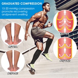 CERPITE Calcetines de compresión con cremallera para hombres y mujeres, 2 pares de calcetines de compresión de punta cerrada de 15 a 20 mmhg, hasta la rodilla, adecuados para correr, Negro, XX-Large