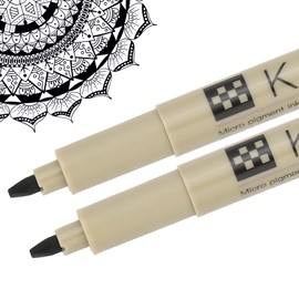 PATIKIL Micro Pen Fineliner Pens, 2Pcs 2mm Medium Point Drawing Pens Waterproof for Archival Artist Calligraphy Illustration Journaling Sketch, Black