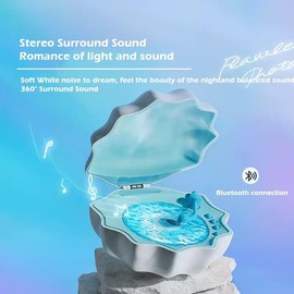Shell Bluetooth Speaker, Shell Speaker, Waves Bluetooth Speaker with Mood Lamp, LED Seashell Small Bluetooth Speaker, Ocean Wave Projector Shell Light for Bedroom,Party