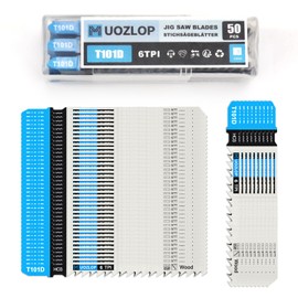 MUOZLOP 50pcsT101D Jigsaw Blades，6TPI Jig Saw Blades with Storage Case,T-Shank jig Saw Blades for Wood Cutting (50pcsT101D)