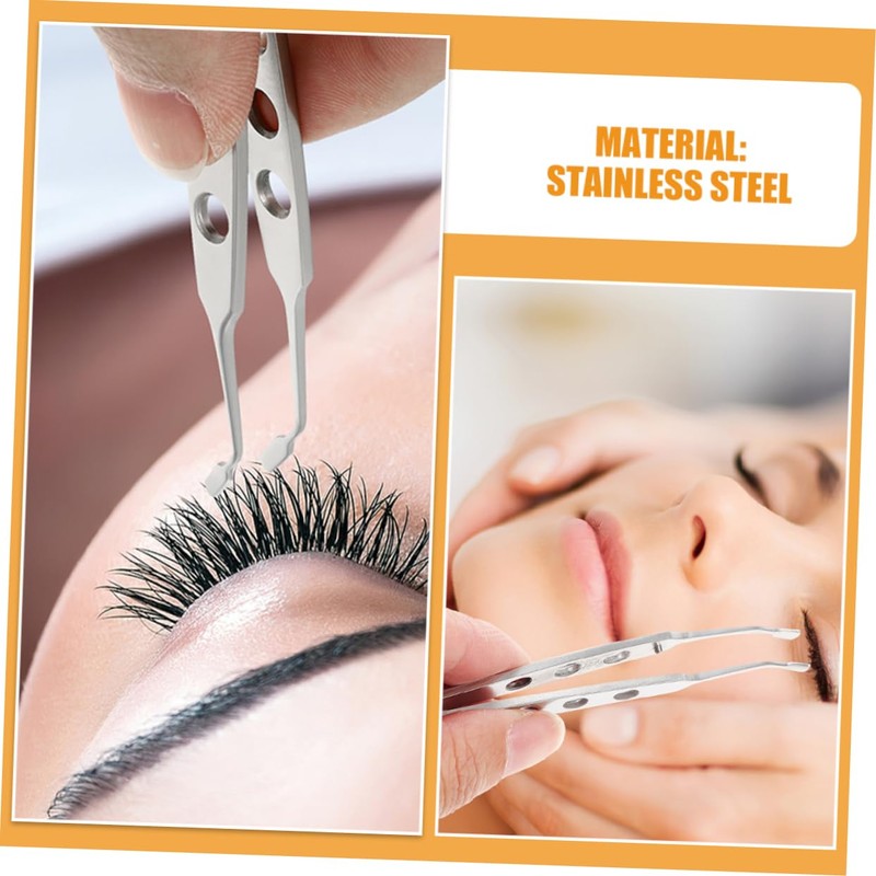 IWOWHERO 2pcs Professional Eyelid Treatment Tool Stainless Steel Tweezers Multifunctional